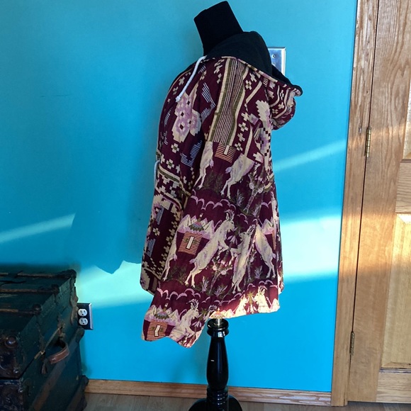 Global Imports Ltd. Zipper cinch waist jacket goat and abstract pattern vintage - Picture 3 of 11